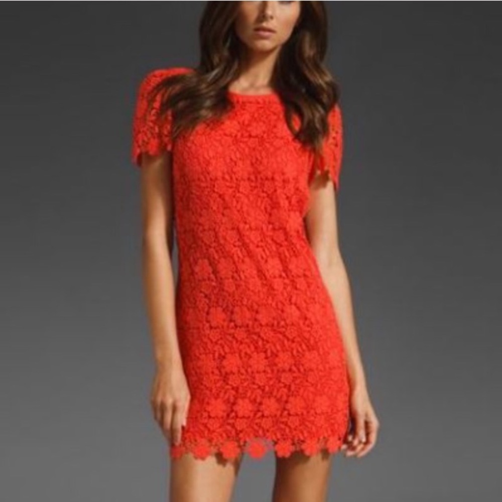 Juicy Couture Coral Lace Shift Dress